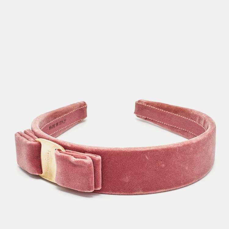 Pre Owned Salvatore Ferragamo Velvet Gold Tone Head Band