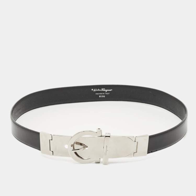 Pre Owned Salvatore Ferragamo Black Leather Buckle Belt