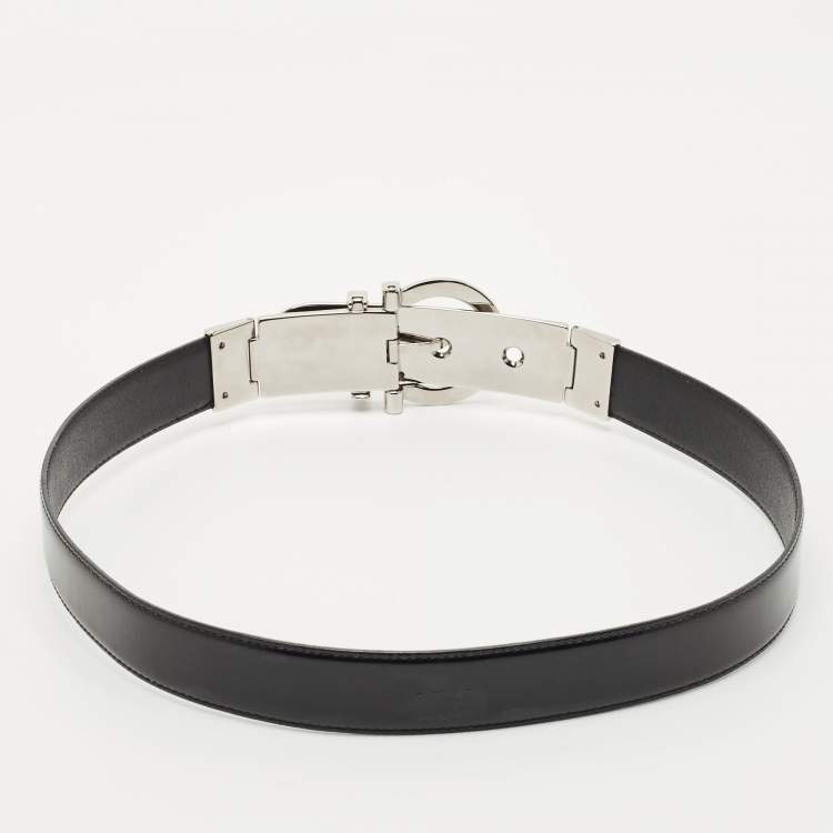Pre Owned Salvatore Ferragamo Black Leather Buckle Belt