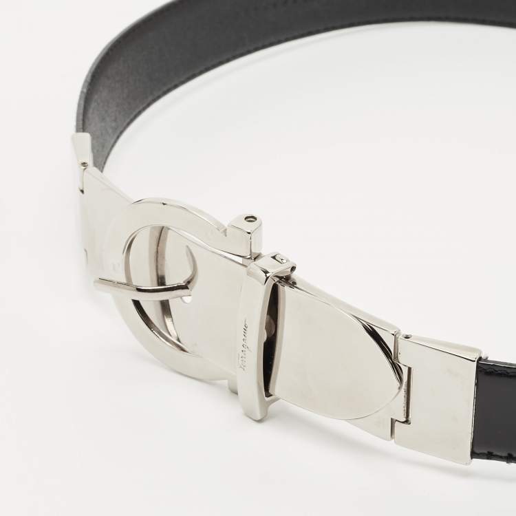Pre Owned Salvatore Ferragamo Black Leather Buckle Belt