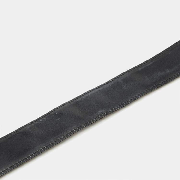 Pre Owned Salvatore Ferragamo Grey/Brown Leather Gancini Buckle Reversible Belt 110 CM