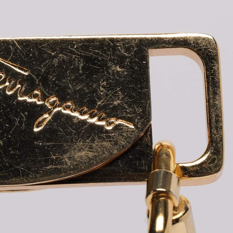 Pre Owned Salvatore Ferragamo Gold Tone Lock Pendant Necklace 