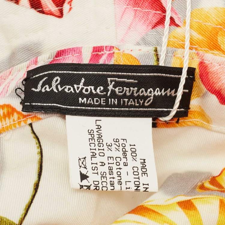 Pre Owned Salvatore Ferragamo Multicolor Floral Print Cotton Bucket Hat Size 57