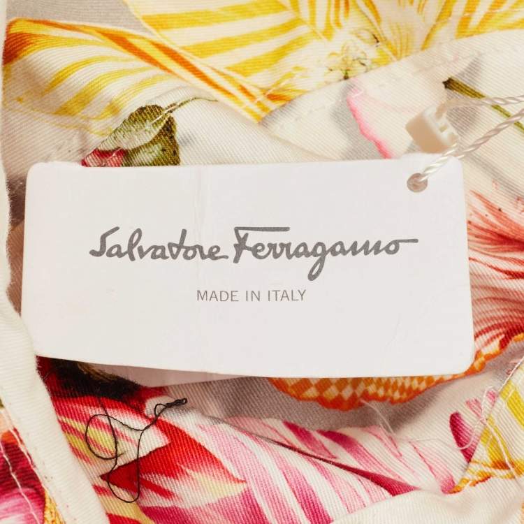 Pre Owned Salvatore Ferragamo Multicolor Floral Print Cotton Bucket Hat Size 57
