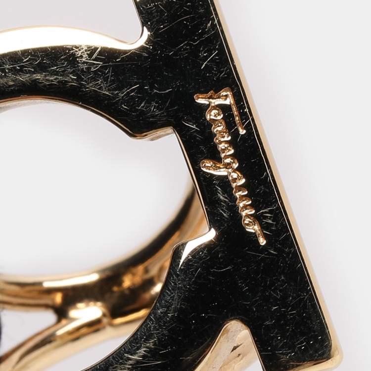 Pre Owned Salvatore Ferragamo Gold Tone Metal Scarf Ring