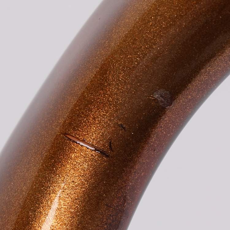 Pre Owned Salvatore Ferragamo Gold Leopard Print Resin Bangle