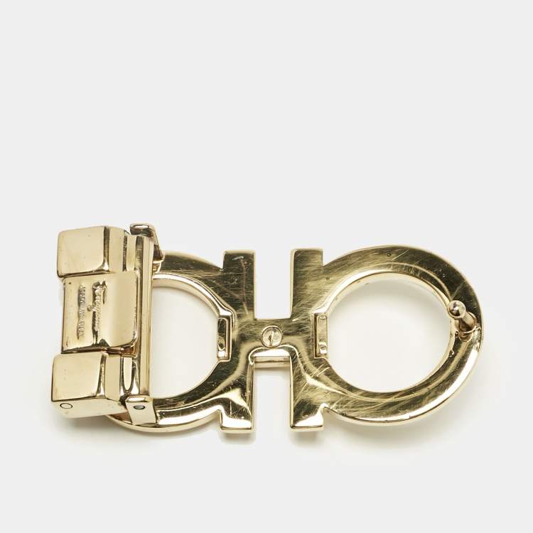 مملوكة مسبقًا Salvatore Ferragamo Beige/Black Leather Gancini Cut to Size Reversible Belt