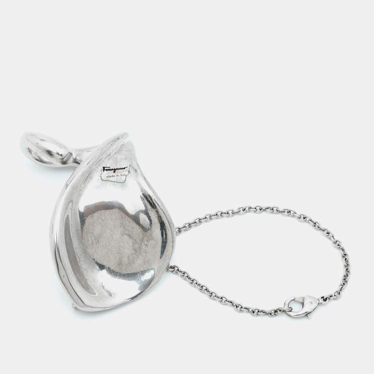 Pre Owned Salvatore Ferragamo Silver Tone Bracelet Ring Size 51