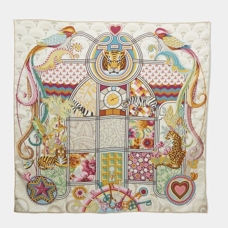 Pre Owned Salvatore Ferragamo Multicolor Printed Silk Square Scarf 