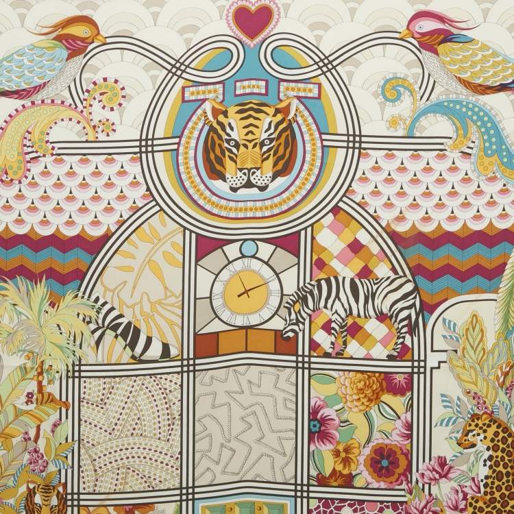 Pre Owned Salvatore Ferragamo Multicolor Printed Silk Square Scarf 