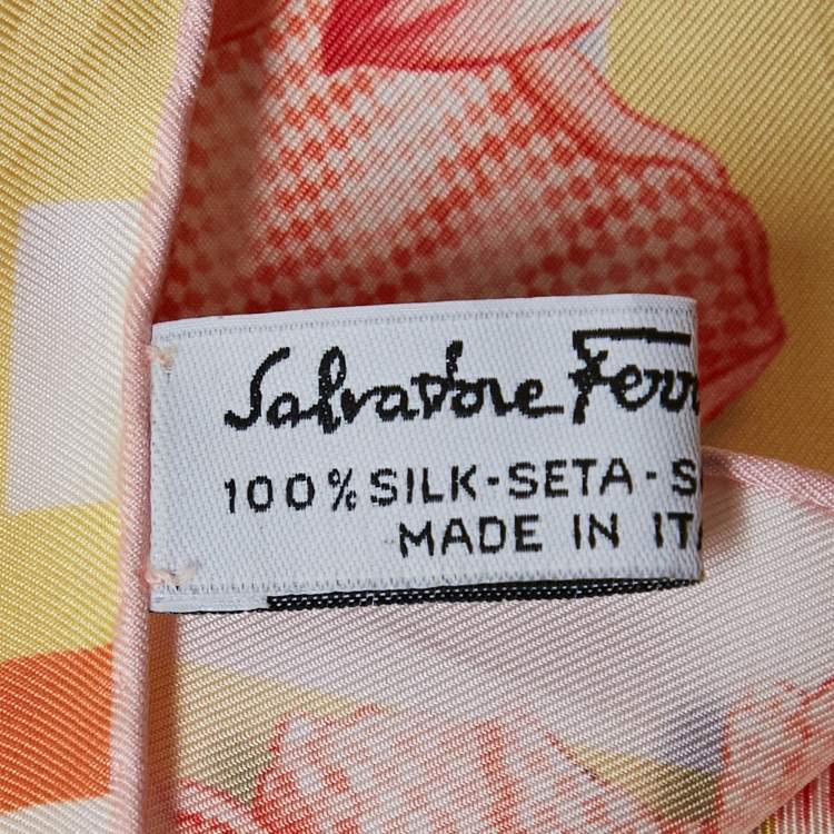 Pre Owned Salvatore Ferragamo Yellow Floral Print Silk Scarf
