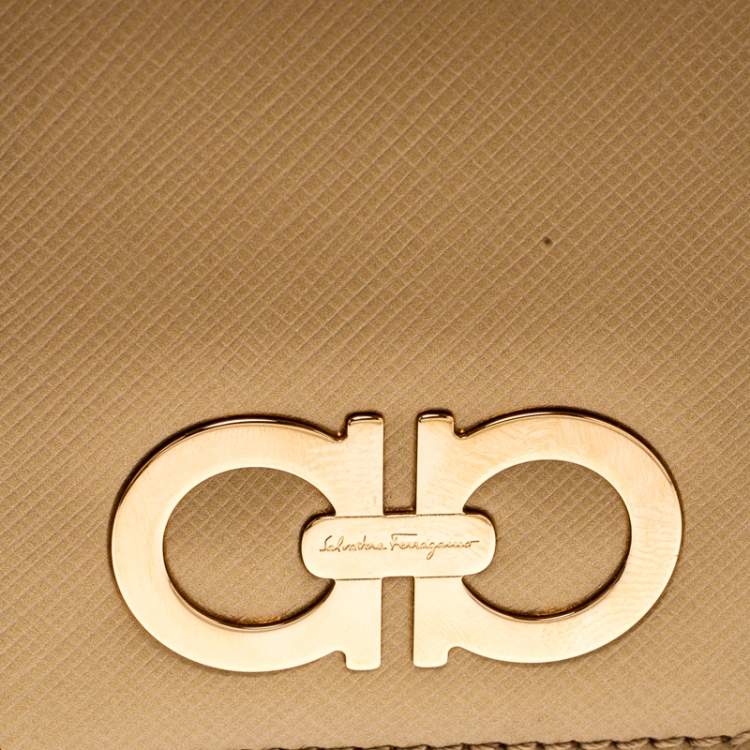 Pre Owned Salvatore Ferragamo Gold Leather iPhone 4 Case