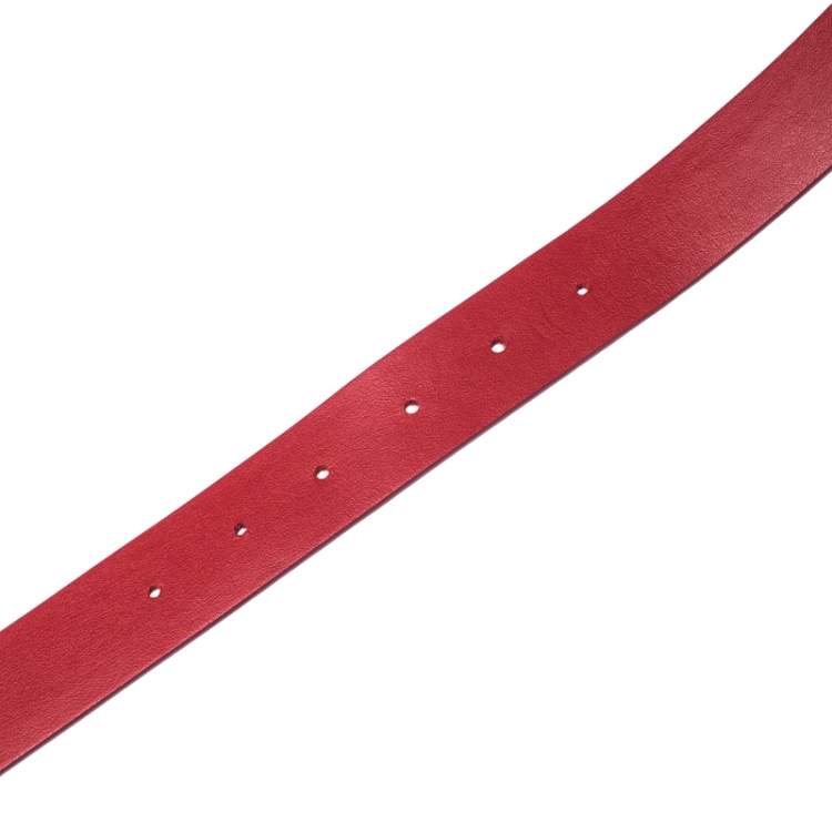 Pre Owned Salvatore Ferragamo Red Leather Belt Size 85CM