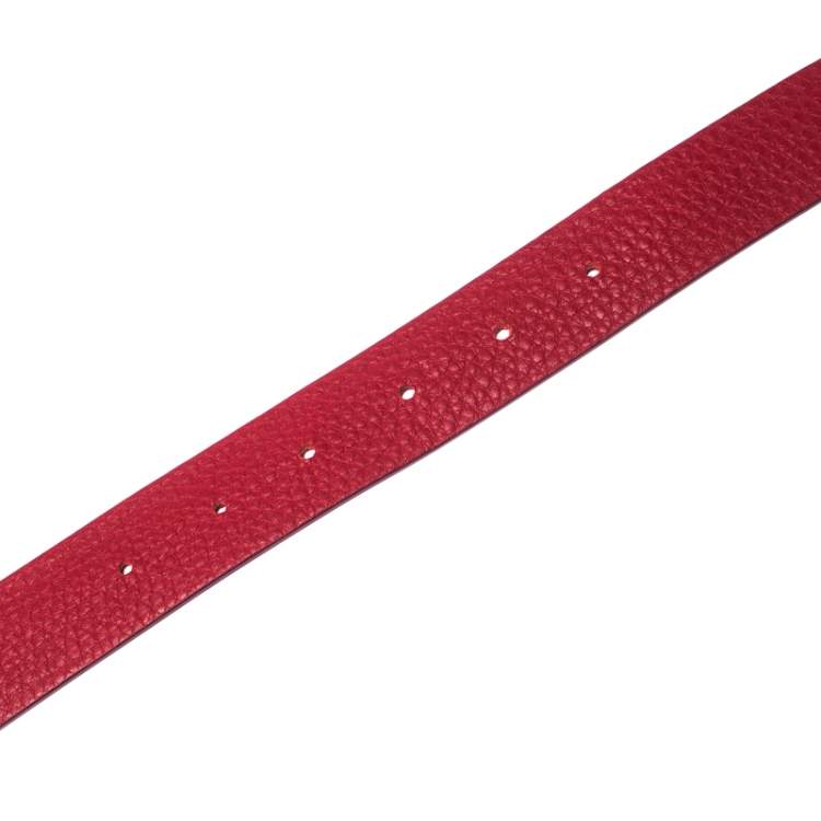 Pre Owned Salvatore Ferragamo Red Leather Belt Size 85CM