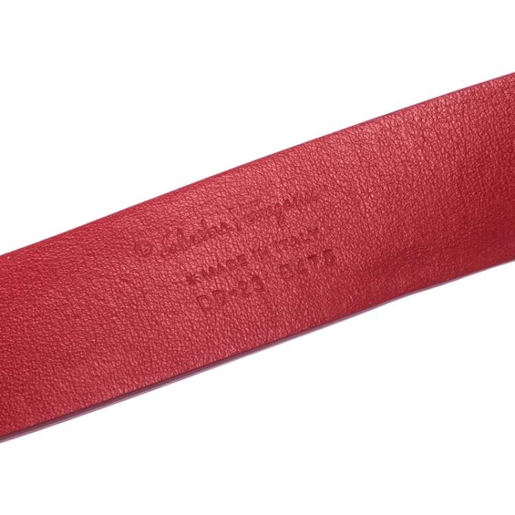 Pre Owned Salvatore Ferragamo Red Leather Belt Size 85CM