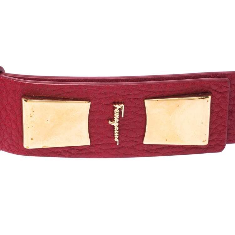 Pre Owned Salvatore Ferragamo Red Leather Belt Size 85CM