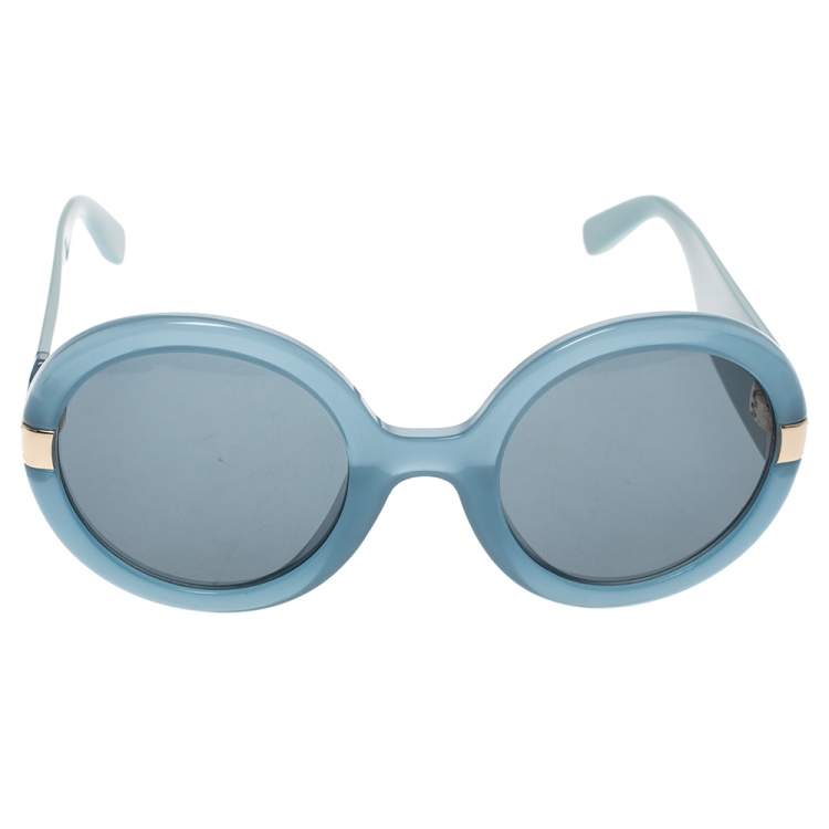 مملوكة مسبقًا Salvatore Ferragamo Sky Blue/Black SF778S Round Sunglasses