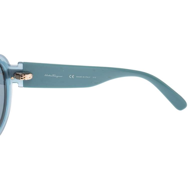 مملوكة مسبقًا Salvatore Ferragamo Sky Blue/Black SF778S Round Sunglasses