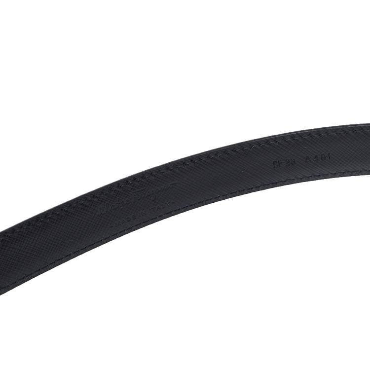 مملوكة مسبقًا Salvatore Ferragamo Black Leather Vara Bow Slim Belt 90CM