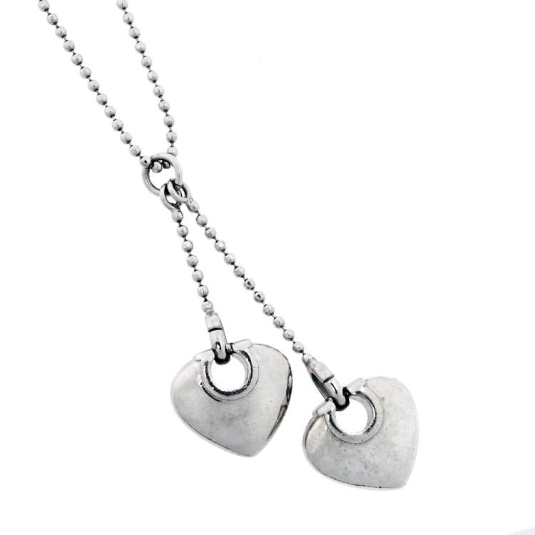 مملوكة مسبقًا Salvatore Ferragamo Double Crystal Heart Gancini Pendant Necklace