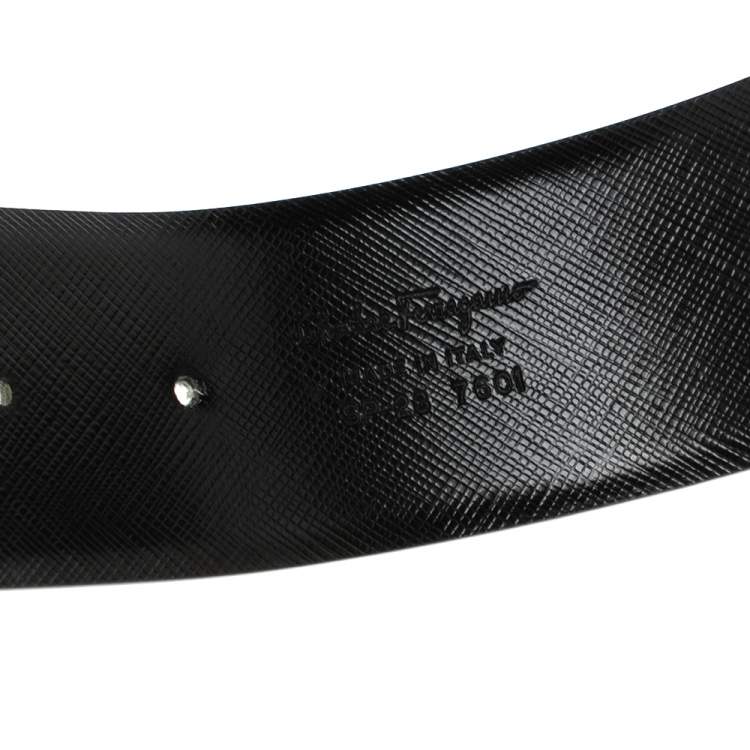 Pre Owned Salvatore Ferragamo White Leather Gancini Buckle Waist Belt 80 CM