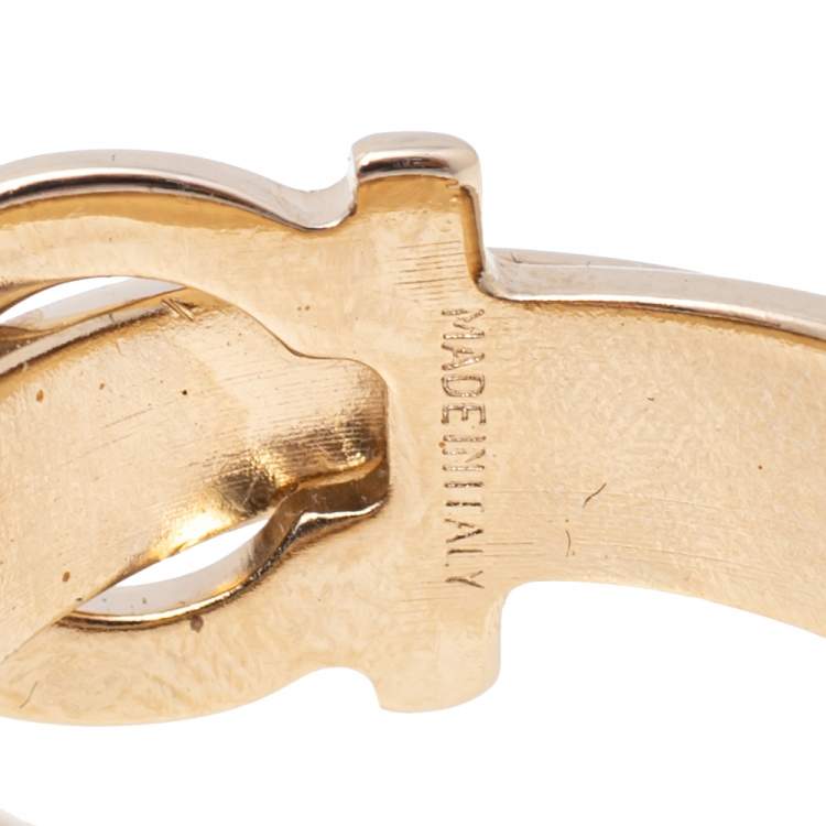 Pre Owned Salvatore Ferragamo Gancini Gold Tone Scarf Ring