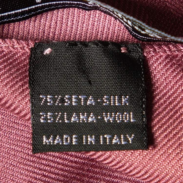 Pre Owned Salvatore Ferragamo Mauve Gancini Jacquard Silk & Wool Scarf