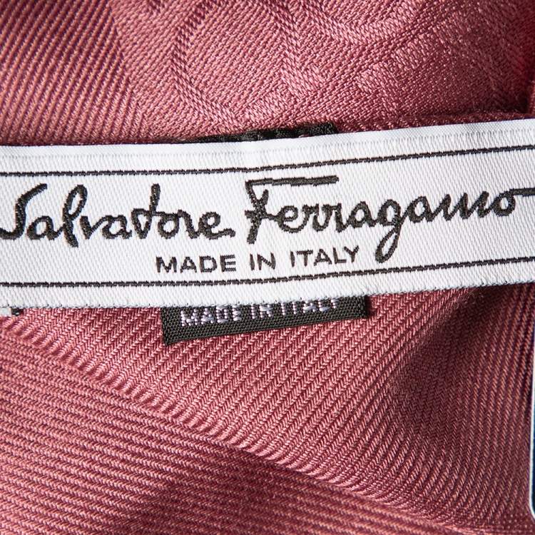 Pre Owned Salvatore Ferragamo Mauve Gancini Jacquard Silk & Wool Scarf