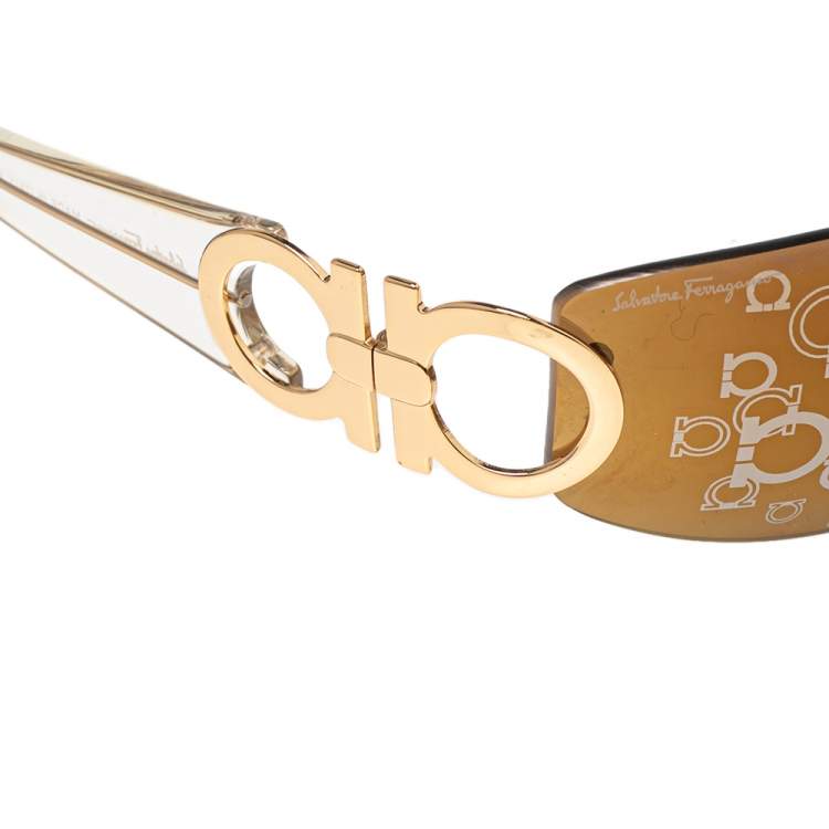 مملوكة مسبقًا Salvatore Ferragamo Brown 1047 Rectangle Sunglasses