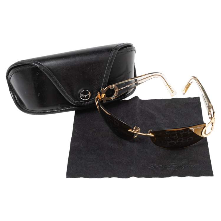 مملوكة مسبقًا Salvatore Ferragamo Brown 1047 Rectangle Sunglasses