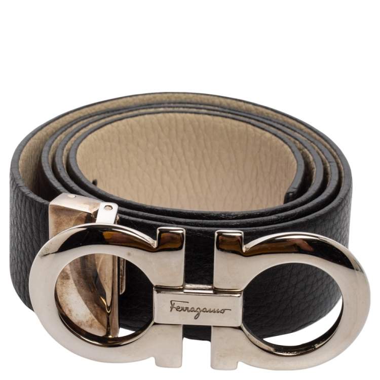 Gancini Reversible Leather Belt in Brown - Ferragamo