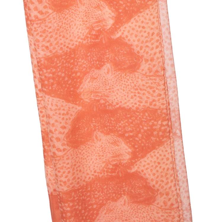 Pre Owned Salvatore Ferragamo Pink Leopard Printed Silk Scarf