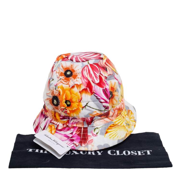 Pre Owned Salvatore Ferragamo Multicolor Floral Printed Cotton Bucket Hat Size 58