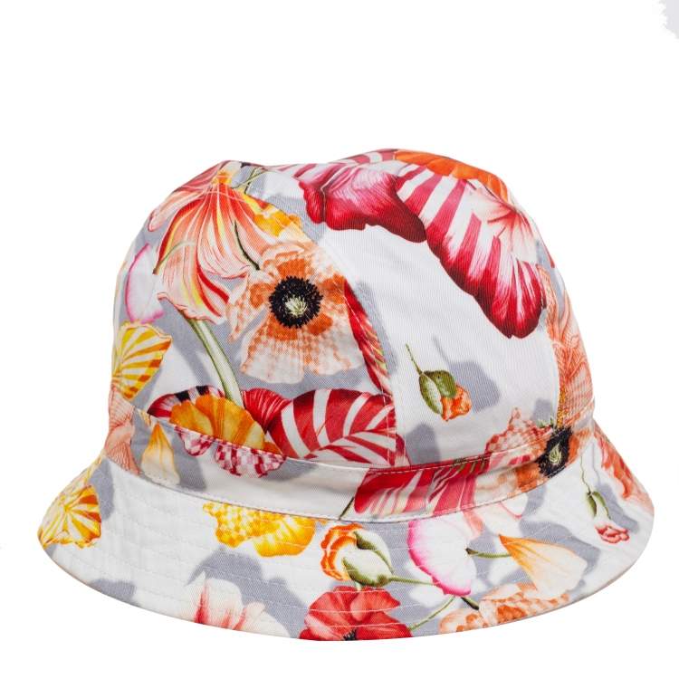 Pre Owned Salvatore Ferragamo Multicolor Floral Printed Cotton Bucket Hat Size 58