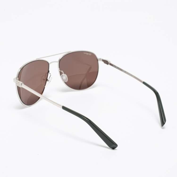 مملوكة مسبقًا Salvatore Ferragamo Green SF157s Aviator Sunglasses