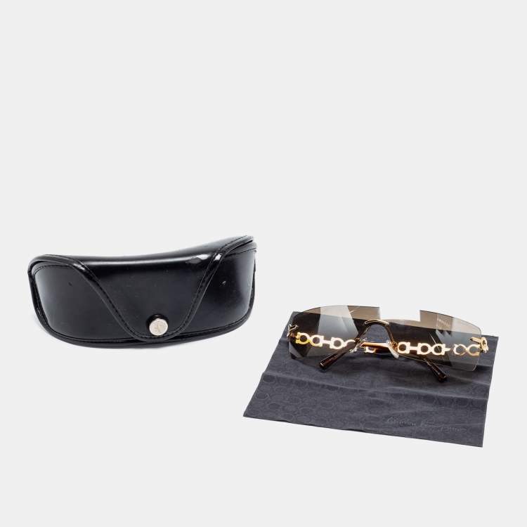 مملوكة مسبقًا Salvatore Ferragamo Vintage Gold Tone / Brown Gradient 1074 Shield Sunglasses