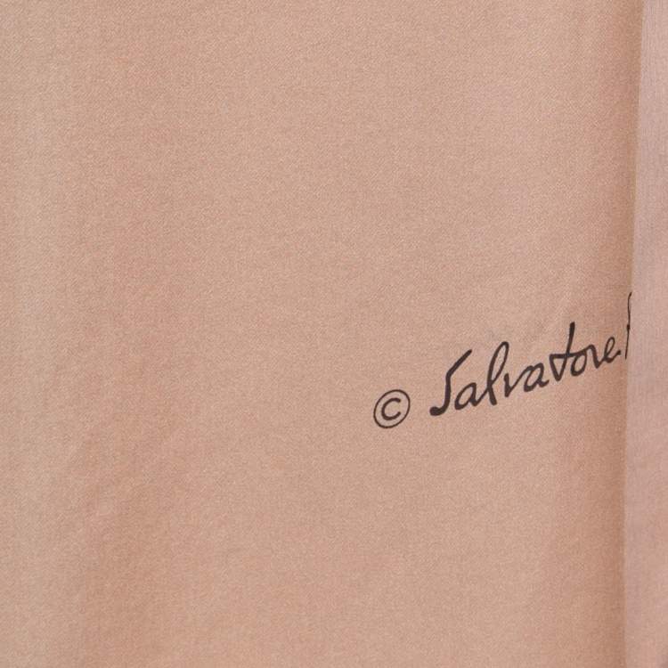 Pre Owned Salvatore Ferragamo Black & Pink Ombre Effect Silk Scarf