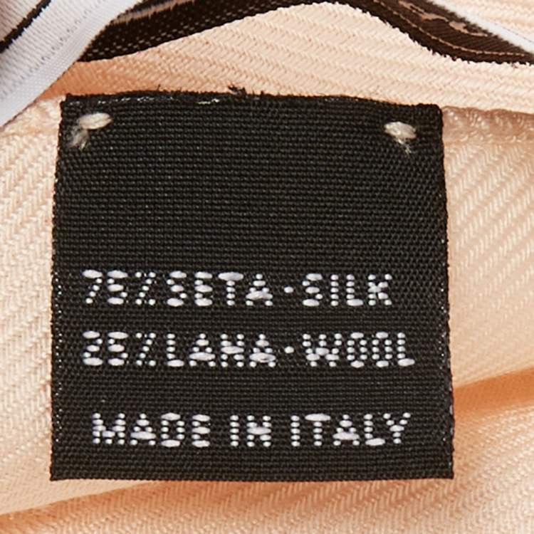 Pre Owned Salvatore Ferragamo Peach Gancini Pattern Silk & Wool Scarf