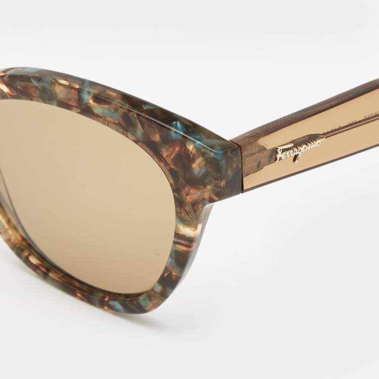 Pre Owned Salvatore Ferragamo Brown SF877S Cat Eye Sunglasses