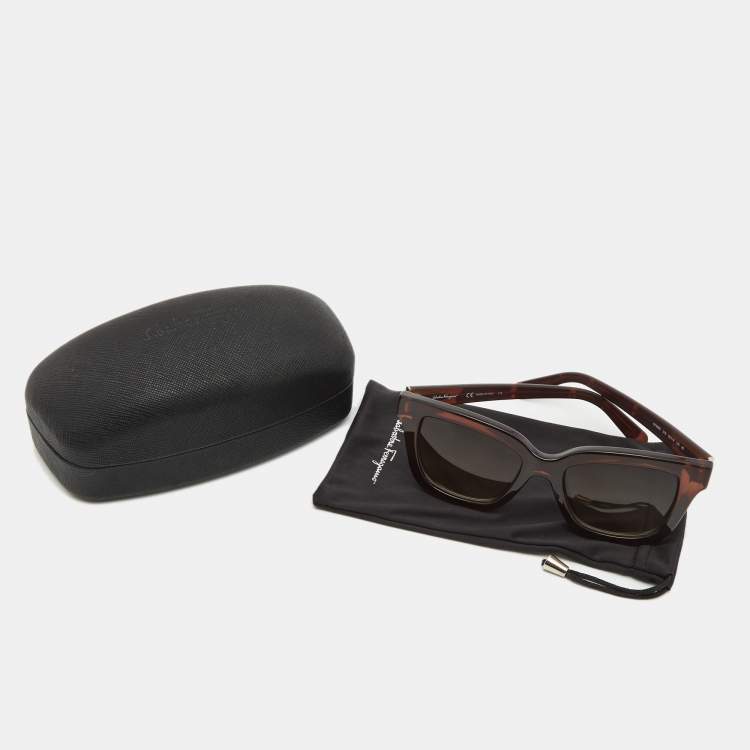 Pre Owned Salvatore Ferragamo Brown SF858S Gradient Square Sunglasses
