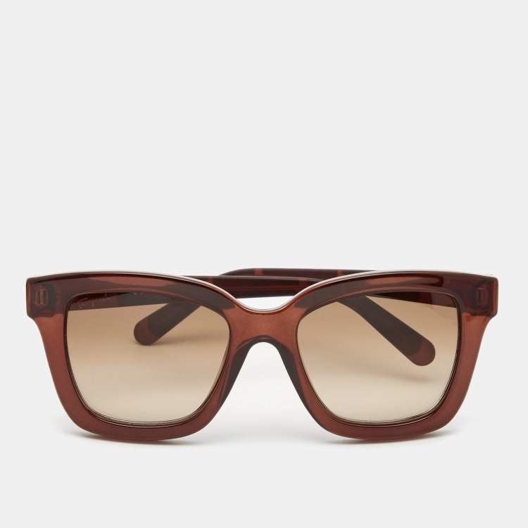 Pre Owned Salvatore Ferragamo Brown SF858S Gradient Square Sunglasses