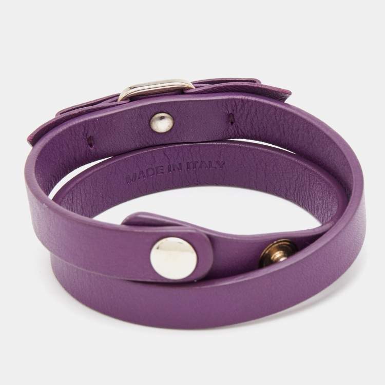 Pre Owned Salvatore Ferragamo Purple Vara Bow Double Wrap Bracelet 