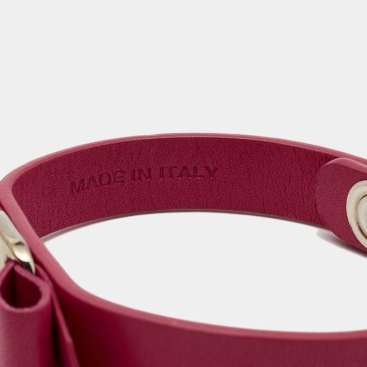Pre Owned Salvatore Ferragamo Pink Leather Vara Bow Bracelet
