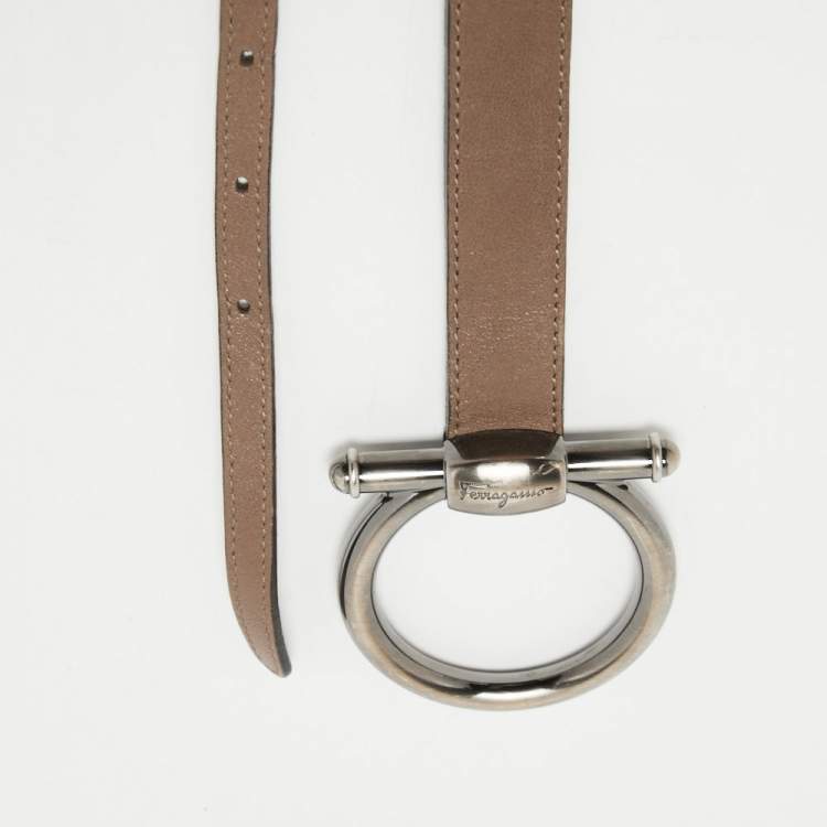 Pre Owned Salvatore Ferragamo Brown Leather Buckle Belt 90CM