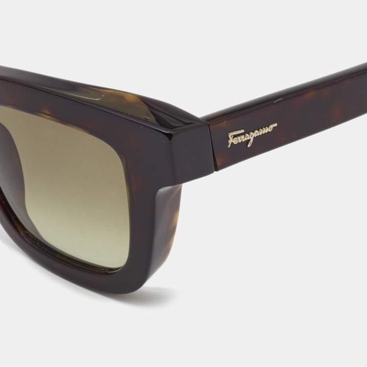 Pre Owned Salvatore Ferragamo Dark Brown SF771S Square Sunglasses