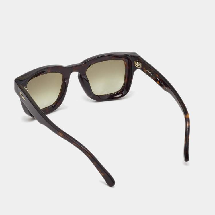 Pre Owned Salvatore Ferragamo Dark Brown SF771S Square Sunglasses