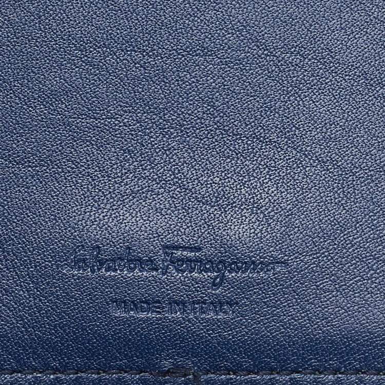 Pre Owned Salvatore Ferragamo Black/Blue Leather Lanyard ID Card Holder