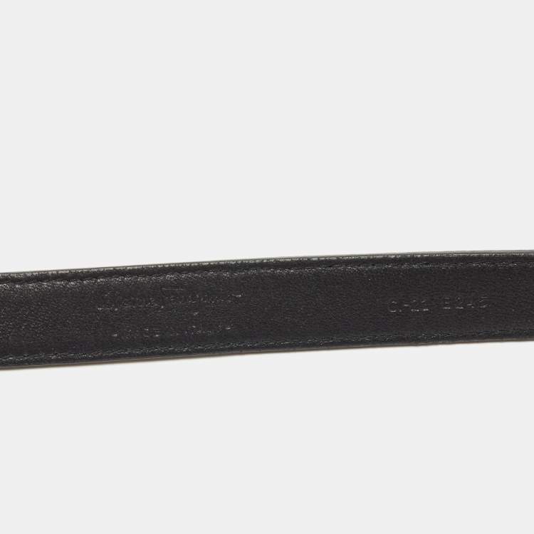 Pre Owned Salvatore Ferragamo Black Glitter Leather Vara Bow Waist Belt 