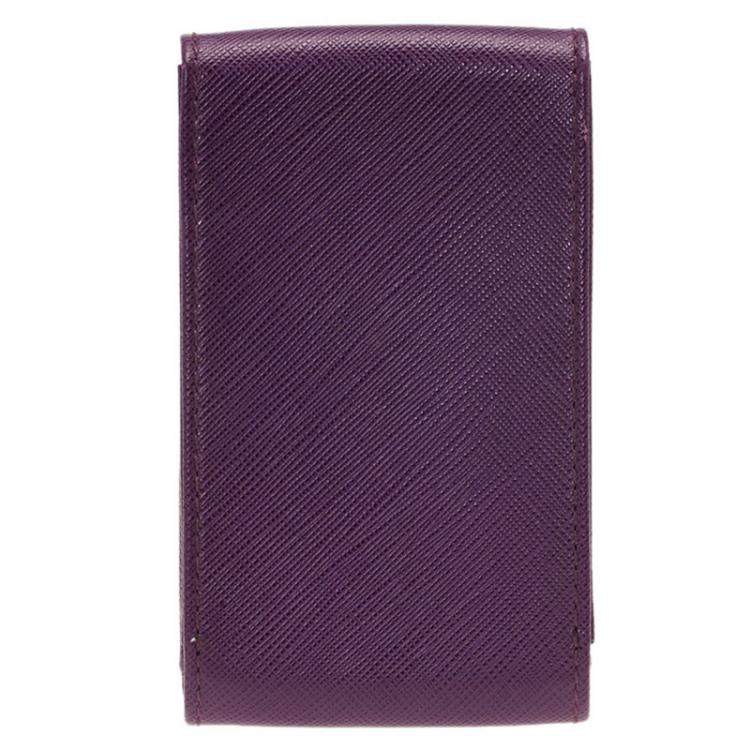 Pre Owned Salvatore Ferragamo Purple Leather iphone 4 Case