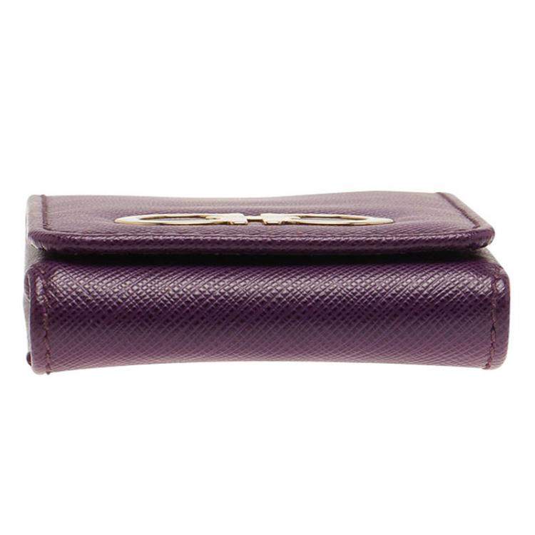 Pre Owned Salvatore Ferragamo Purple Leather iphone 4 Case